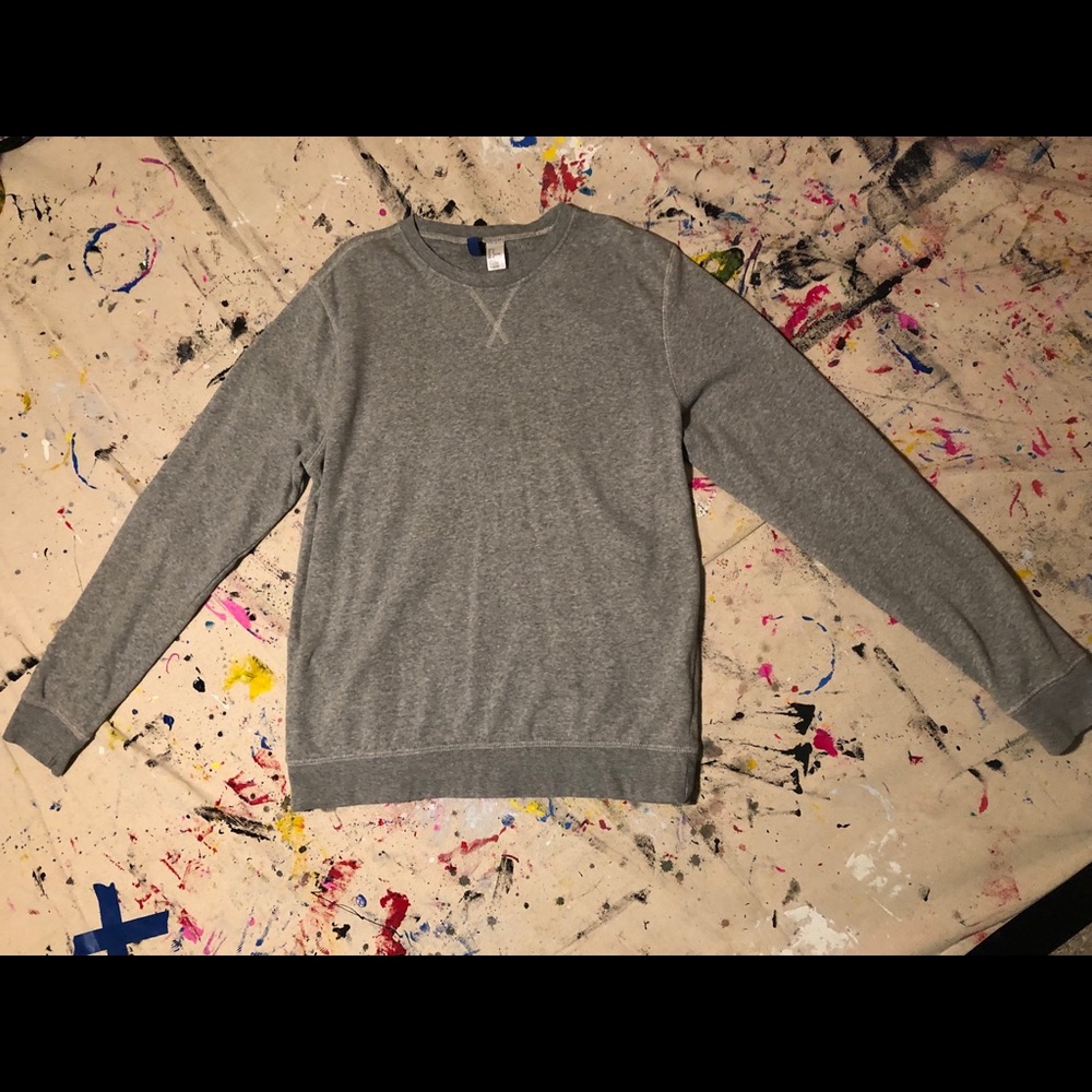 Solid grey crew neck sweater